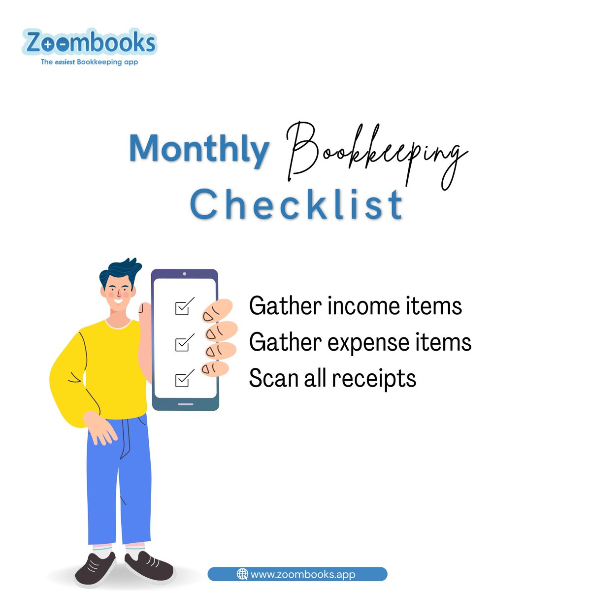 ZoombooksApp's tweet photo. Staying on top of your bookkeeping will help you ensure things run smoothly in your business. You can monitor your business's performance with the use of this checklist.

#smallbusiness #bookkeeping #bookkeepingapp #bookkeepingtips #taxtips #zoombooks #reciepts https://t.co/BsbzajqLyo