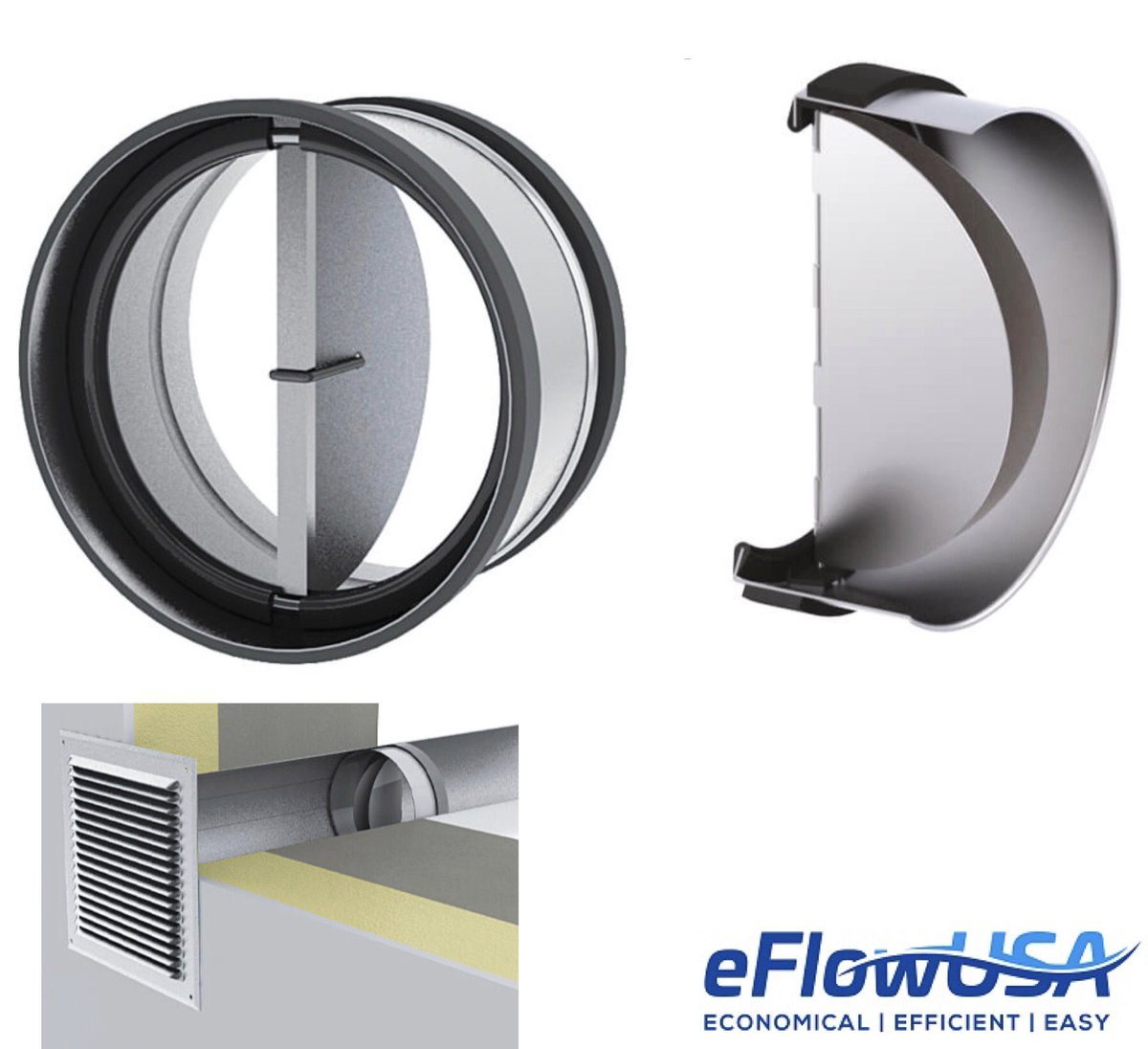 eFlowUSA's tweet image. eFlow Spring-Loaded Backdraft Dampers available in 3” diameter + other sizes. 

eflowusa.net/product/eflow-…

#eFlowBackdraftDamper #WBENC  #HVAC #Ventilation  #AirBalancing  #HealthyLiving  #SaveEnergy  #MechanicalEngineering