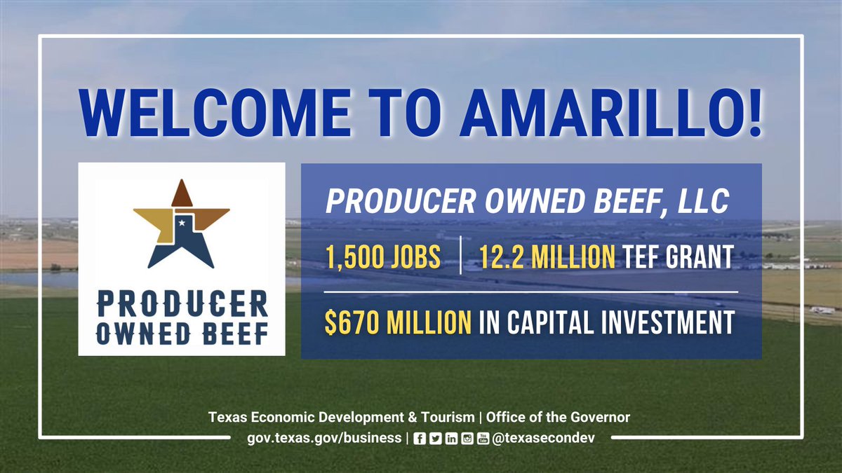 Texas Economic Development on Twitter to Amarillo, producerownedbf! The company's new