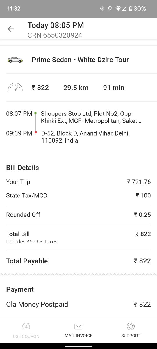 anshulgaurav's tweet image. @ola_supports @Olacabs keeps charging me state tax when my vehicle has never crossed state boundaries. Keep happening time and again. I have highlighted this multiple times but no resolution @dtptraffic
