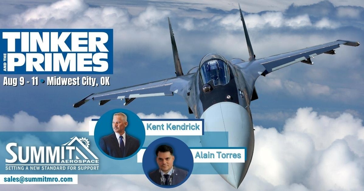SummitMRO's tweet photo. Our #SummitTeam is attending #TinkerandthePrimes. Meet with Kent Kendrick and Alain Torres TODAY! 

#Aircraft #Aviation #AviationIndustry #AirlinesandAirplanes #MRO #Airlines #TopShop  #summitaerospace #pilotshopmiami #WeAreSummit #EliteSuppliers #Event #Networking #Military https://t.co/S5RkdOjDX3