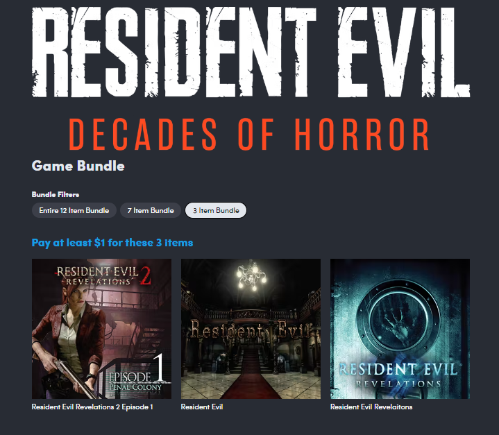 Resident Evil Decades of Horror Humble Bundle: Included games