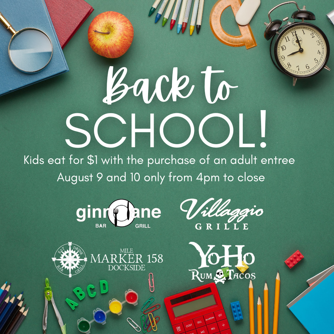 MileMarker158's tweet photo. Baldwin County Parents:
.
Treat yourself &amp; your kids tonight to dinner out!
.
Kids 14 and under eat for $1 with the purchase of an adult entree!
.
#milemarker158 #dockside  #wharf #orangebeachalabama #backtoschool #firstdayofschool https://t.co/I2NcMb9Is4