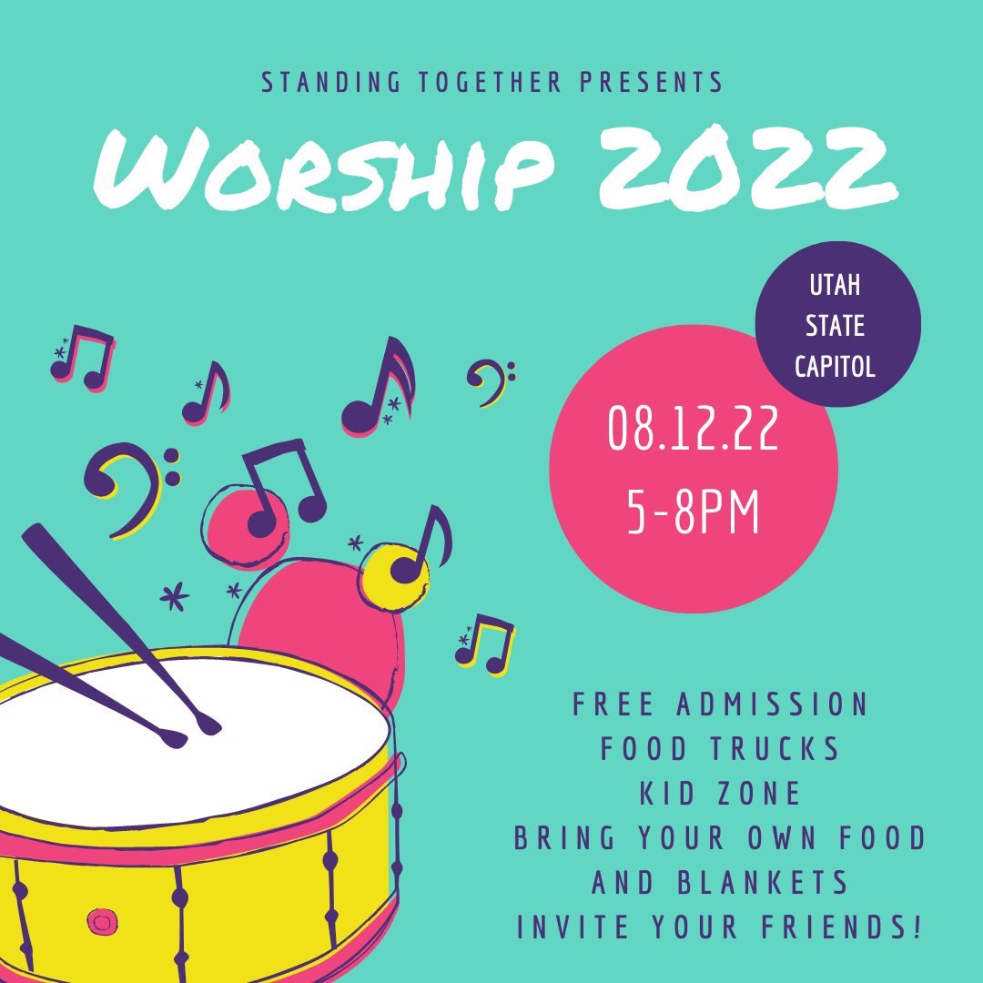 StandingT's tweet image. Two days away! See you Friday, August 12 at 5pm at the Utah State Capitol for our annual community worship event!