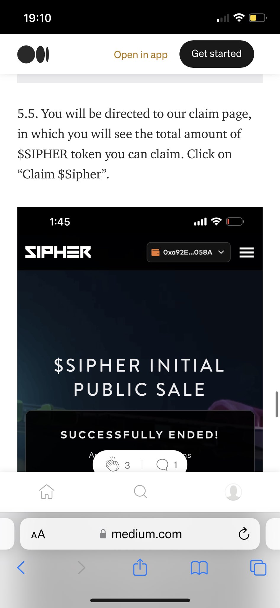 @SIPHERxyz how do I claim my sipher tokens from before the public launch as THERE IS NO CLAIM BUTTON ANYMORE??? https://t.co/sTUYpWcvaC