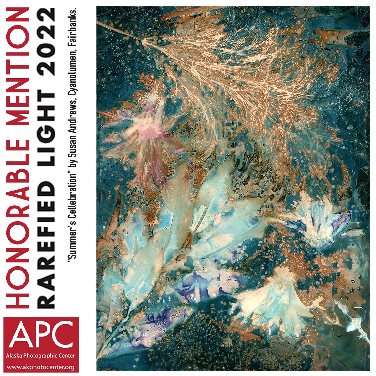 akphotocenter's tweet photo. Congratulations to Susan Andrews of Fairbanks, Alaska for her work being awarded an Honorable Mention in Rarefied Light 2022! 
#rarefiedlight #travelingexhibition #exhibition #alaskaartists #alaska #photography #photographyshow #artexhibition #anchorage #fairbanks #soldotna https://t.co/9B9ITheJWm