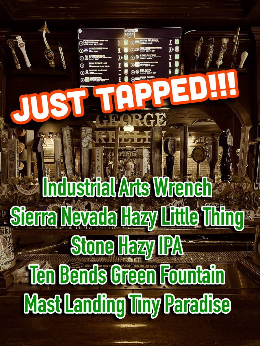 georgekeeleynyc's tweet photo. #JUSTTAPPED Come in & enjoy an #icecoldbrew @industrialartsbrewing @sierranevada @stonebrewing @tenbendsbeer @mastlanding #georgekeeley #gknyc #shutupanddrink #beerisgood #drinkgoodbeer #drinkamongstfriends #uwsnyc #upperwestside #neighborhoodbar #icecoldbeer #craftbeer #cheers https://t.co/MRxgLTQwx8