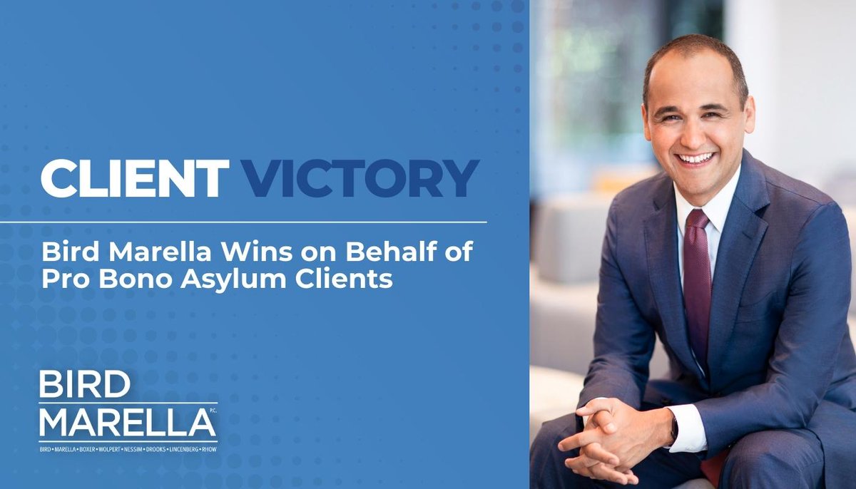 BirdMarella's tweet photo. In a #ProBono matter with the @laclj, Bird Marella protected an immigrant survivor of domestic violence from family separation by winning termination of her children’s removal proceedings. 

https://t.co/DOGlYVpvGN https://t.co/BIMSJgHH3P