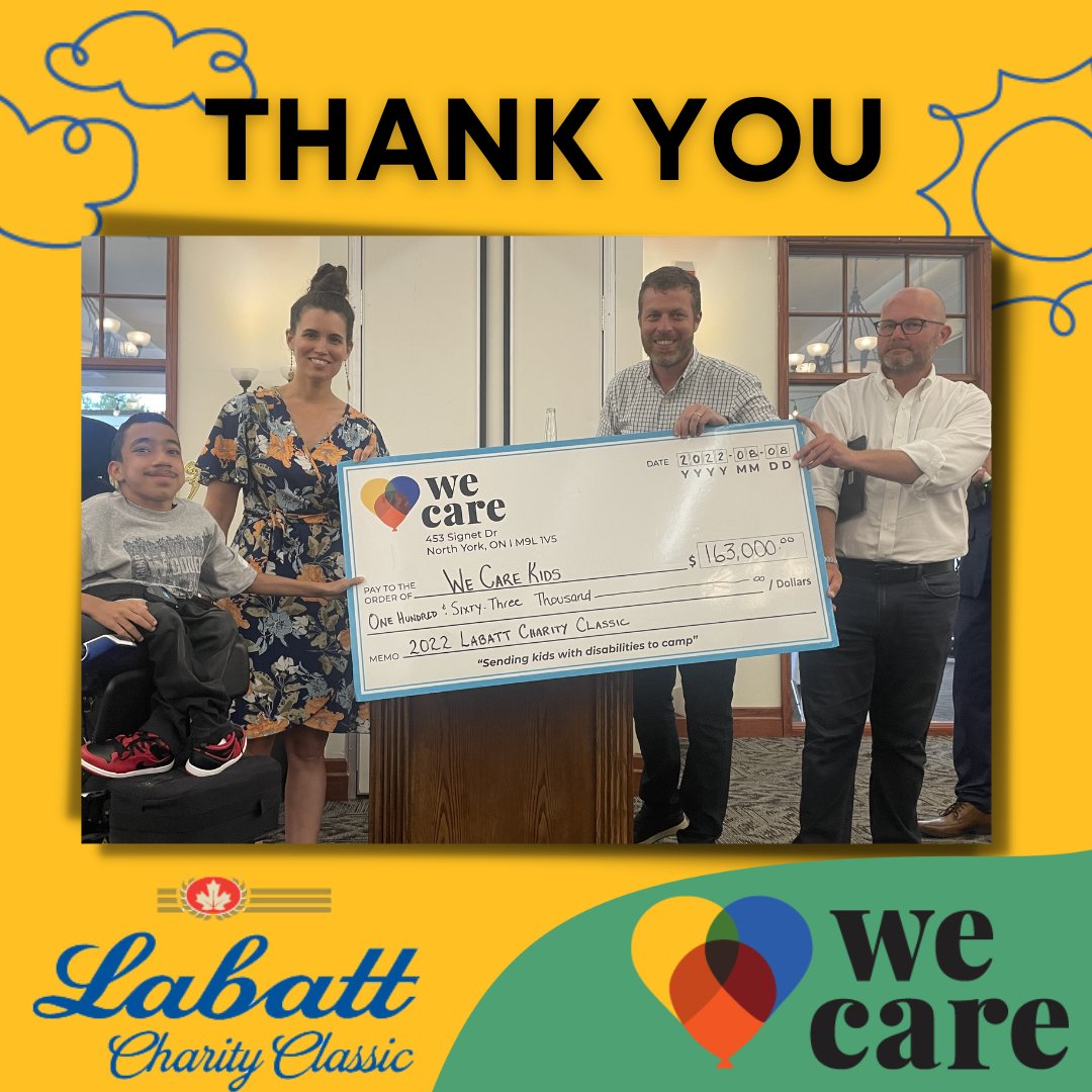 We’d like to give a MASSIVE thank you to Labatt and all the golfers who came out to play a round to help raise $163,000 (that’s 652 days at camp!!) at the Labatt Charity Classic! 🤩

#wecare #wecarecan #labatt #charity