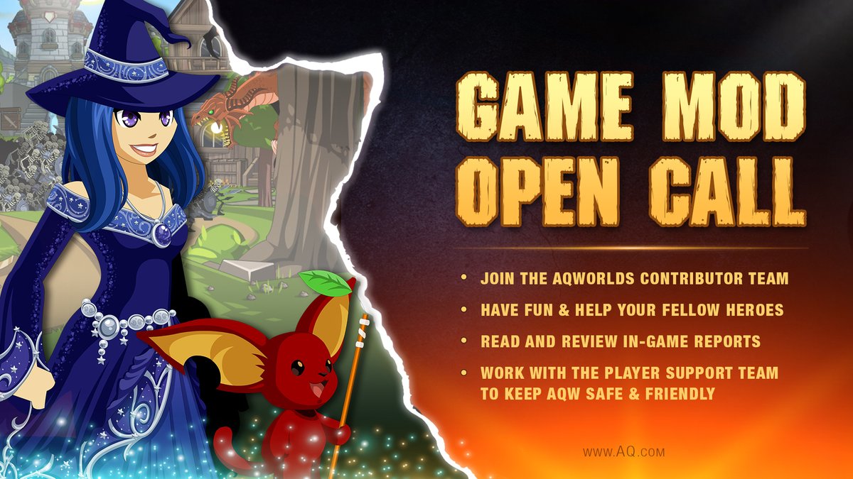 We're looking for a few new heroes join the AQWorlds game moderator team (especially if you're bilingual). Want to help make our games and community safe and fun for everyone? Consider applying to be an AQW Game Mod. Details in the Design Notes: aq.com/gamedesignnote…