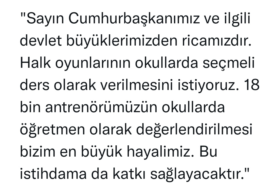 Halk Oyunları Seçmeli Ders Olsun...
<a href="/tcbestepe/">T.C. Cumhurbaşkanlığı</a>
<a href="/RTEerdogand/">Recep Tayip Erdoğandon</a>
<a href="/kasapoglu/">Dr. Mehmet Kasapoğlu</a>
<a href="/tcmeb/">Millî Eğitim Bakanlığı</a>
<a href="/gencliksporbak/">Gençlik ve Spor Bakanlığı 🇹🇷</a>
<a href="/GSBsporgm/">Spor Hizmetleri Genel Müdürlüğü</a>
<a href="/thofgovtr/">Türkiye Halk Oyunlari Federasyonu</a>
#Halkoyunlarıseçmelidersolsun
