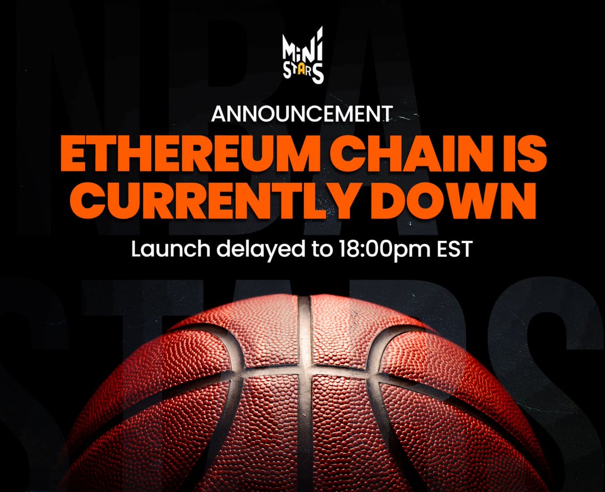 MiniStarsETH's tweet photo. $STARS community! The ETH chain is currently experiencing technical difficulties which has led to a slight delay of our original launch time....not to worry, we have rescheduled for 18:00PM EST!

See you all then!🏀 https://t.co/IYcqwOyTL7