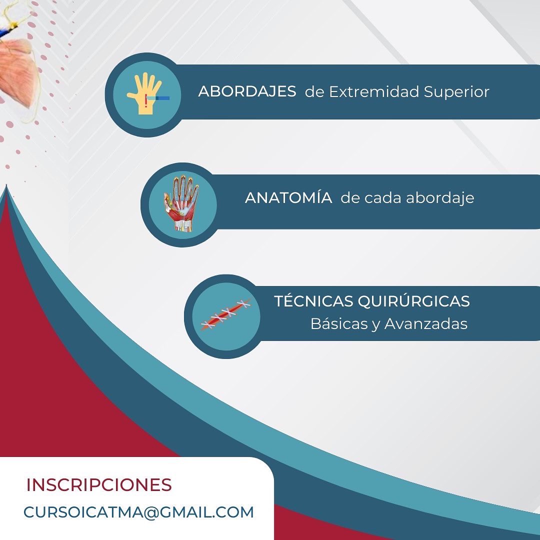 DrBarreraochoa's tweet photo. Nuevo Curso PRÁCTICO en cadáver de Cirugía de Extremidad Superior

▪️Abordajes quirúrgicos 
▪️Anatomía de cada abordaje 
▪️Técnicas quirúrgicas (básicas y avanzadas)

Curso 100% práctico!!

📍Facultad de Medicina UAB 

Fechas: 5-6 de noviembre del 2022
ℹ️ cursoicatma@gmail.com https://t.co/TfPiFJXHMg