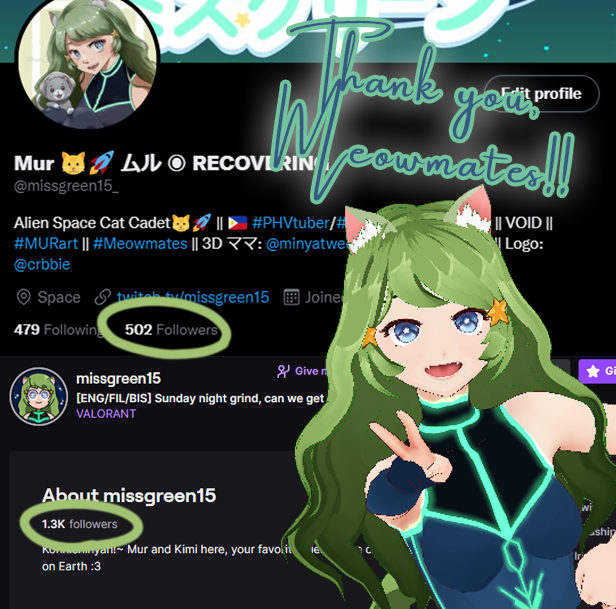 missgreen15_'s tweet photo. I'm late in saying this but THANK YOU, #Meowmates !! We reached two milestones this week (500 in Twitter and 1.3k in Twitch) \ T w T /
I'm planning to have a celebration stream soon with a Fall Guys custom community game!! I'll schedule it soon~ You'll be there right? 🥺 https://t.co/oUZ8FhTD6F