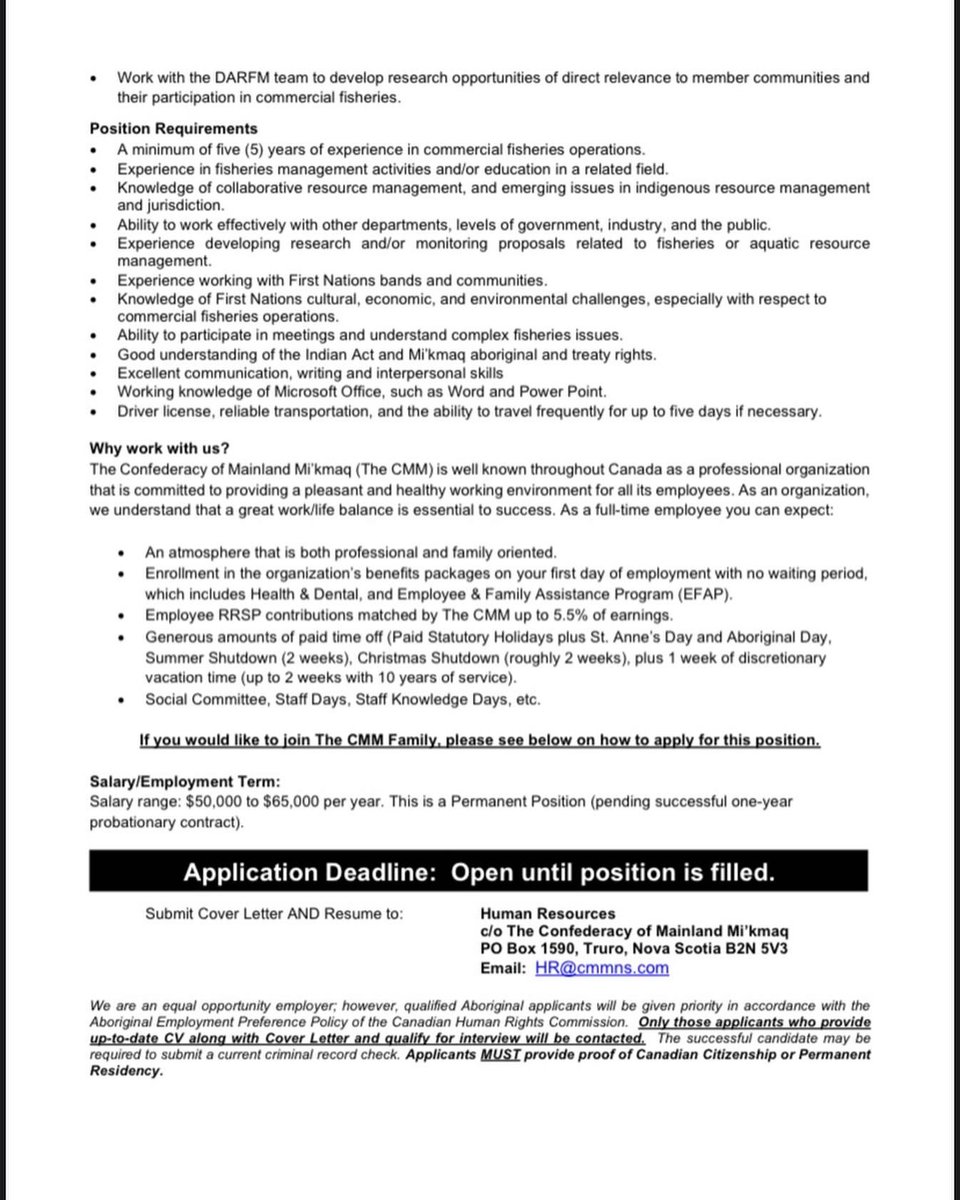 We are hiring!!!  We are looking to fill the position of the Commercial Fisheries Science Liaison Coordinator (CFLC).  #workwithus #conservation #fish
