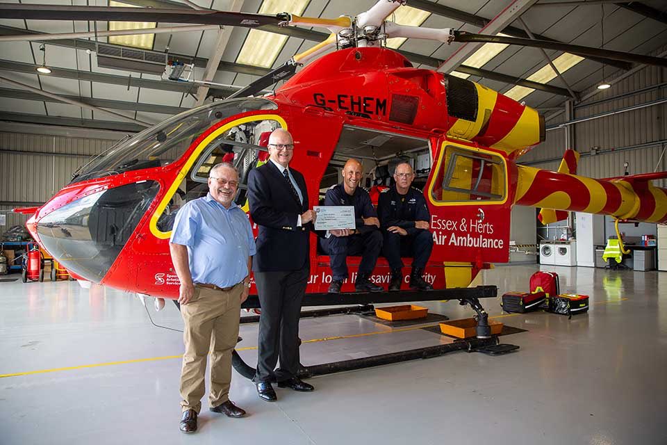 EssexFreemasons's tweet photo. Essex #Freemasons have continued their support of the Essex &amp; Herts Air Ambulance (EHAAT) with two cheques, £10,000 from the Essex Provincial Community Fund and £1,000 from Essex Masters Lodge.

https://t.co/gSrmJRyD1K https://t.co/C3r1j7xmwe