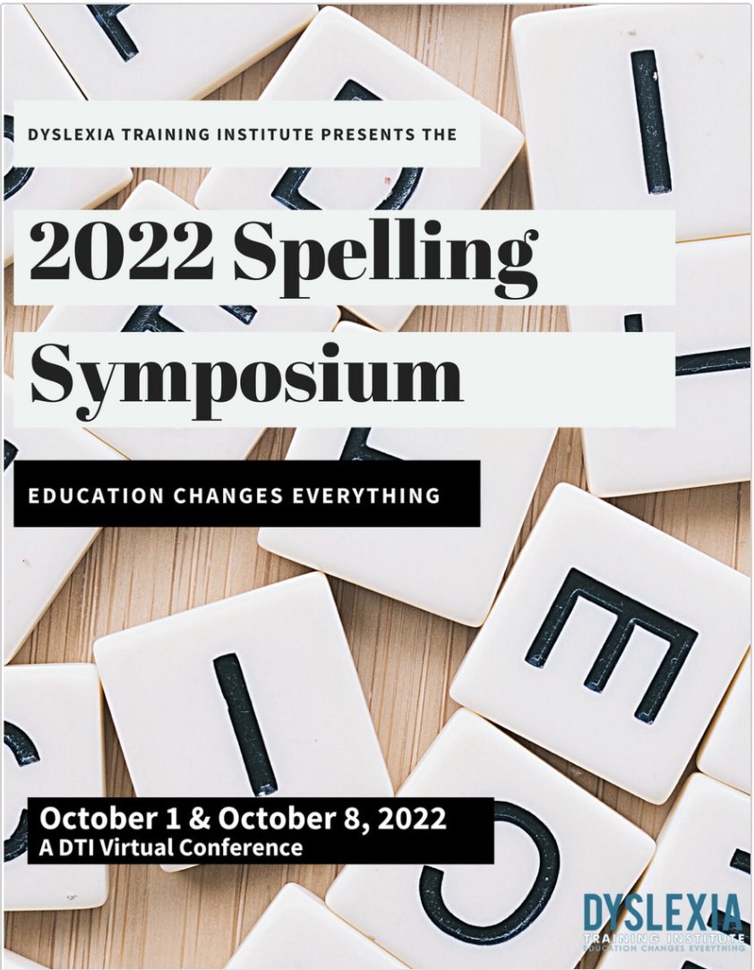The 2022 Spelling Symposium is less than 2 months away! Register now to learn from top researchers in the field! dyslexiatraininginstitute.org/annual-virtual… #dyslexia