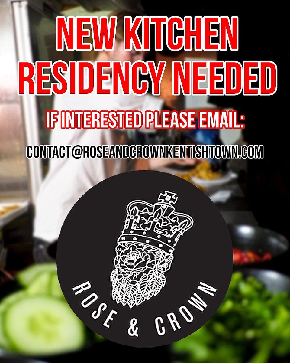 We are looking for our next street food pop-up residency at the Rose & Crown! 👩‍🍳👨‍🍳 We’re also looking for future residencies for December 2022 and March 2023 🌹👑 If interested, please email contact@roseandcrownkentishtown.com or DM us on Instagram 📩 #kentishtown #kitchen