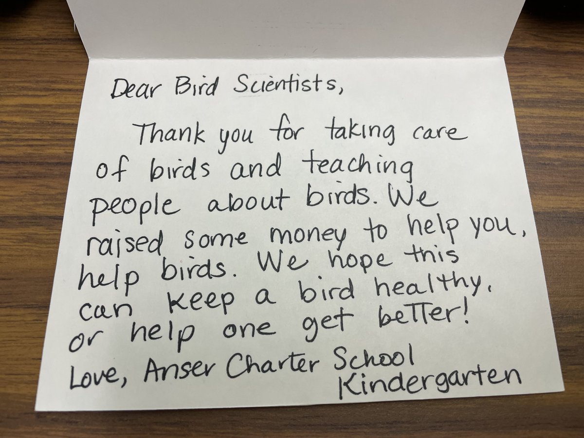 Thank you to Anser Charter School's Kindergartners for raising money for raptor conservation! The kids sold these notecards (see photo below) and raised $200 to save birds of prey in the wild! What a great Peregrine Falcon drawing and poetry!