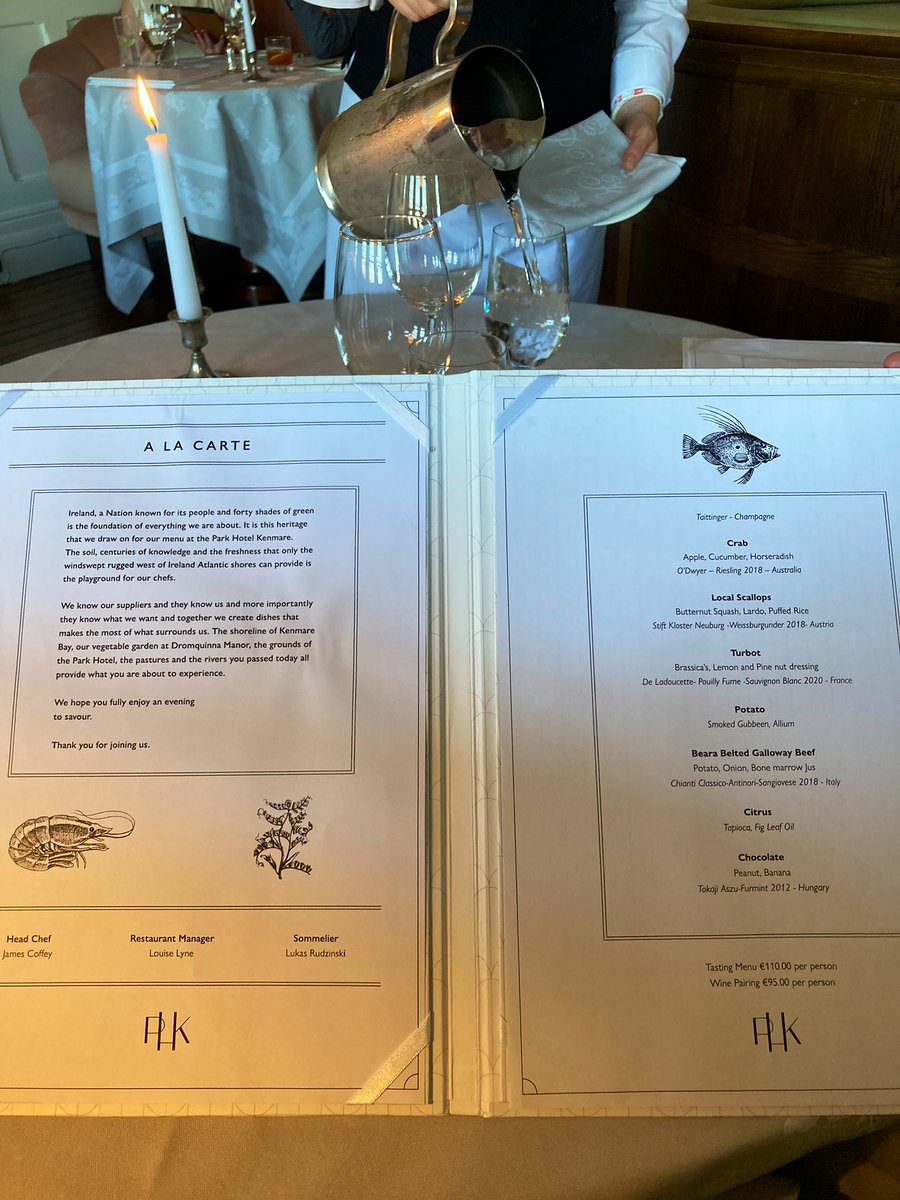 Special welcome today <a href="/parkkenmare/">Park Hotel Kenmare</a> - looking forward to the Tasting Menu, the very best of fresh, local produce curated into an experience by my own cousin,  <a href="/jamescoffey1/">james coffey</a>