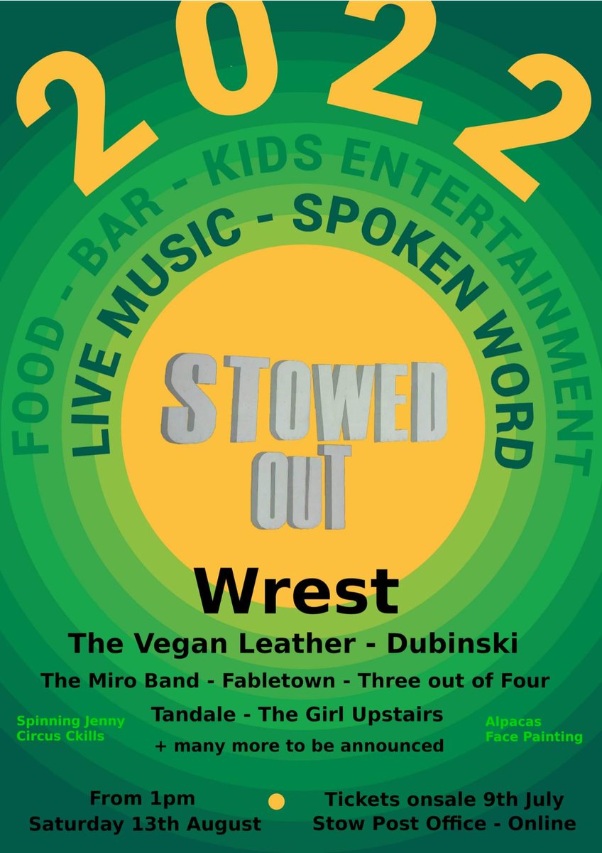 This Saturday we're at <a href="/Stowedoutfest/">Stowed Out Festival</a> in the Scottish Borders! The festival promises scorching weather, great tunes, drinks from <a href="/TempestBrewCo/">Tempest Brewing Co</a> and lots of fun for all ages.  We should be on late afternoon 😀