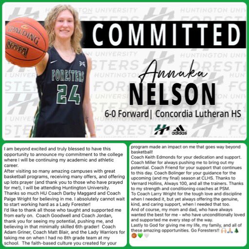 I am beyond excited and truly blessed to be a future Forester!!🌲♥️🏀
#Committed <a href="/HUWBB/">Huntington University WBB</a> <a href="/NIBSTournaments/">NIBS Tournaments</a> <a href="/Goodwelltrained/">David Goodwell</a> <a href="/vjhAlways100/">Always 100</a>