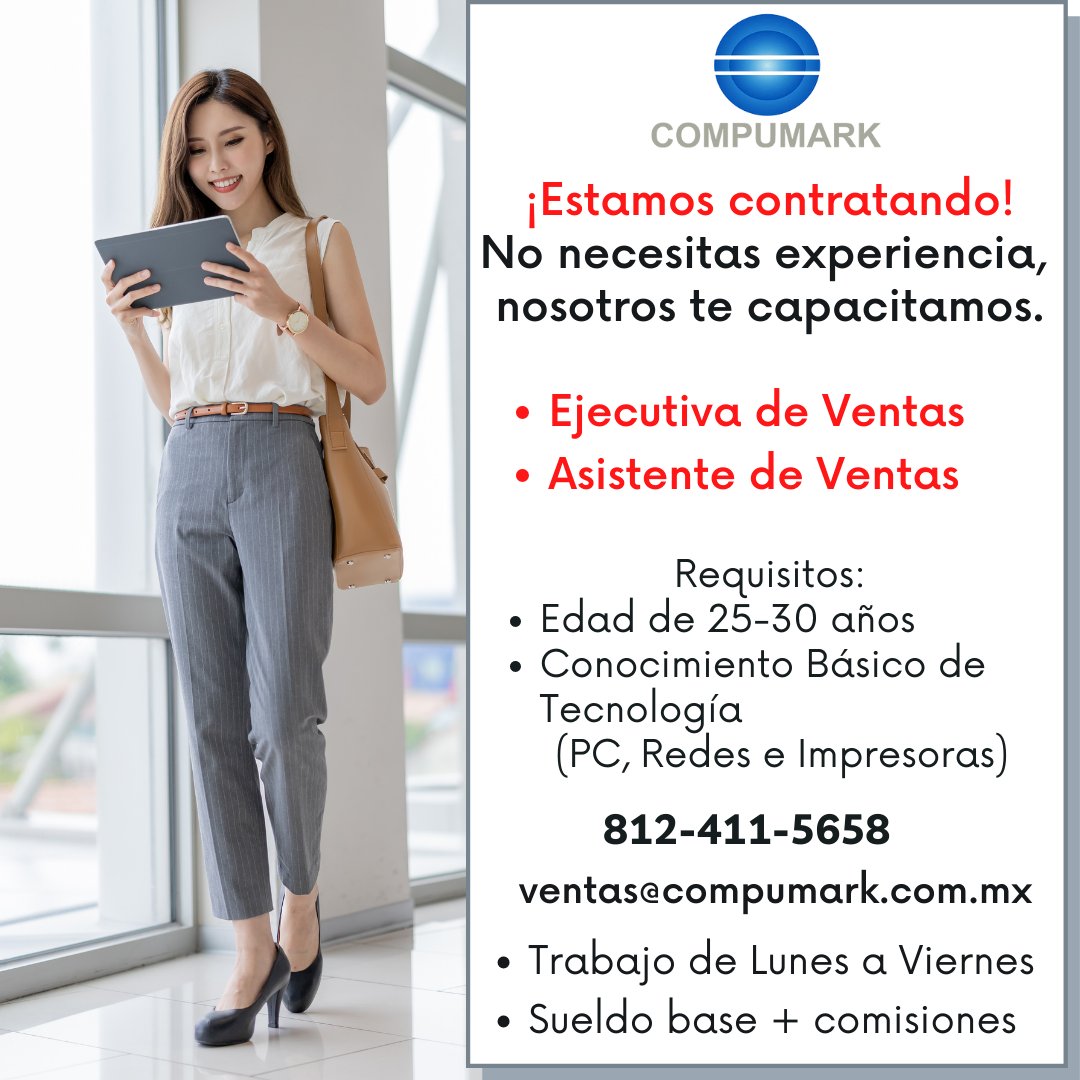 CompumarkMty's tweet photo. ¡Estamos contratando!
No necesitas experiencia, Trabajo de Lunes a Viernes.
Escríbenos para agendar tu entrevista. https://t.co/7NWLT5Cofd