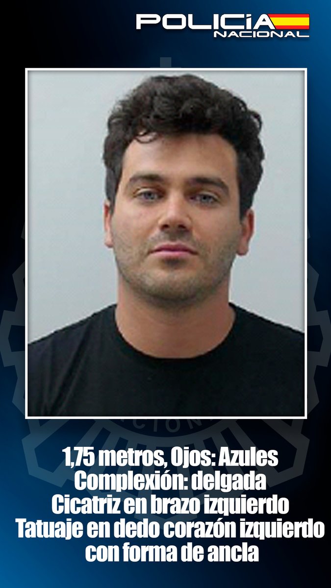 Policía Nacional (@policia) on Twitter photo 👁SE BUSCA👁
❗RT para ayudar a su captura❗
🔷Manuel Herrero Muñoz (Español, 33 años)
🔸#Buscado por homicidio
🔸Ojos azules muy claros
🔸Agresivo y peligroso
Si tienes información sobre él⤵
📩 losmasbuscados@policia.es
📲 091 👁SE BUSCA👁
❗RT para ayudar a su captura❗
🔷Manuel Herrero Muñoz (Español, 33 años)
🔸#Buscado por homicidio
🔸Ojos azules muy claros
🔸Agresivo y peligroso
Si tienes información sobre él⤵
📩 losmasbuscados@policia.es
📲 091