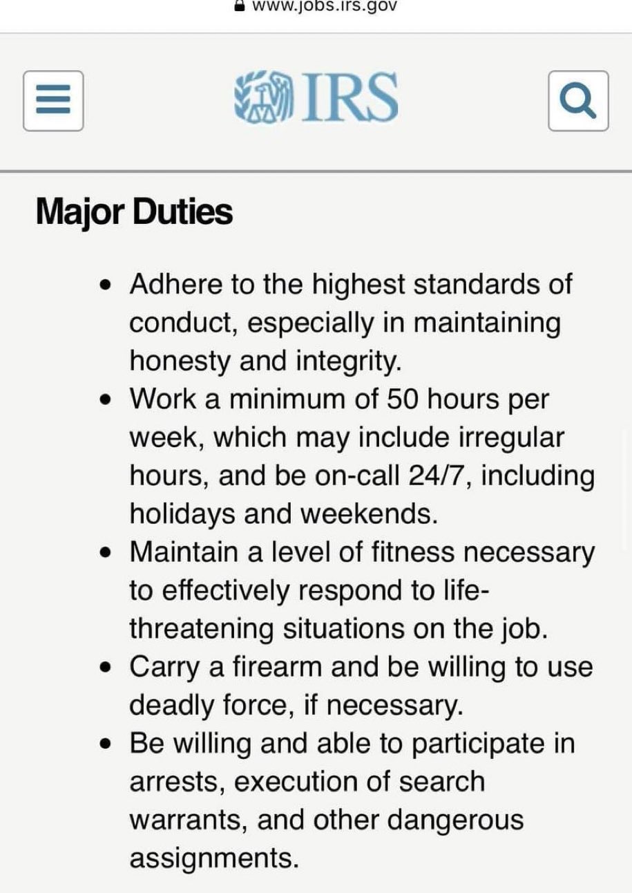UPDATE: IRS Pulls Job Post Detailing How New Accounting Agents May Use ‘Deadly Force’ After Backlash FZ0iYFeX0AQWmAD?format=jpg&name=large