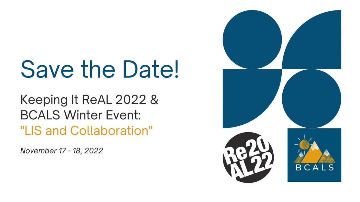 Keeping it ReAL (Research in Academic Libraries) (@keepingitrealbc) on Twitter photo 🎉 We're back again! We're excited to be partnering with <a href="/bc_als/">BC Academic Libraries Section</a> once again for another two-day virtual conference this fall.
Save the date! We look forward to seeing you there!
Nov 17 and 18, 2022 | online | free 🎉 We're back again! We're excited to be partnering with <a href="/bc_als/">BC Academic Libraries Section</a> once again for another two-day virtual conference this fall.
Save the date! We look forward to seeing you there!
Nov 17 and 18, 2022 | online | free