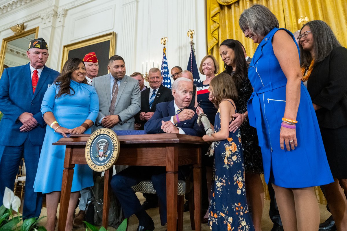Today is long overdue, but we got it done together. The Heath Robinson PACT Act is the law of the land. And for veterans and military families, today represents hope that our vets get better care – faster – when they return home.