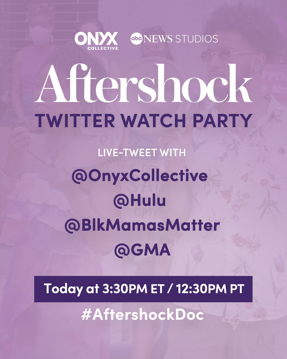 Aftershock tells the story of what can happen when maternal inequality meets Justice. Stream on @hulu today at 3:30pm ET/12:30pm PT and use #AftershockDoc for the live-tweet event.