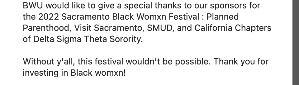 BWUSac's tweet photo. What are your plans this saturday?Oh I know, you’re going to the Black Womxn Festival!!
Register TODAY on our Eventbrite page! 

#BWU #sacevents #blacklivessac #blackwomenmatter #wellnessforblackwomen  #blacklivessac #blackmentalhealth #SMUD #Visitsacramento https://t.co/141id0eFF0