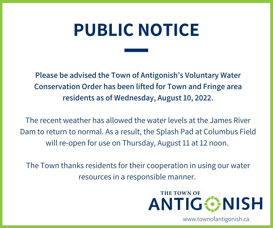 Town of Antigonish on Twitter "Public Notice Please be advised the