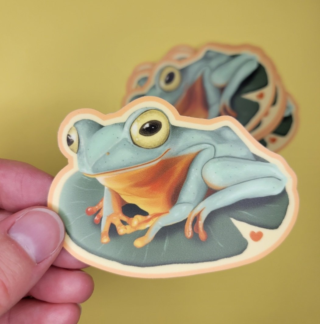 chubbeebug's tweet photo. another frog sticker c:
he is for sale if you want him! $5 on my kofi, link in bio :P
#stickersforsale #frogsticker #Stickers #Sticker #ForSale #artistsontwitter https://t.co/NJ1D4pSCLR