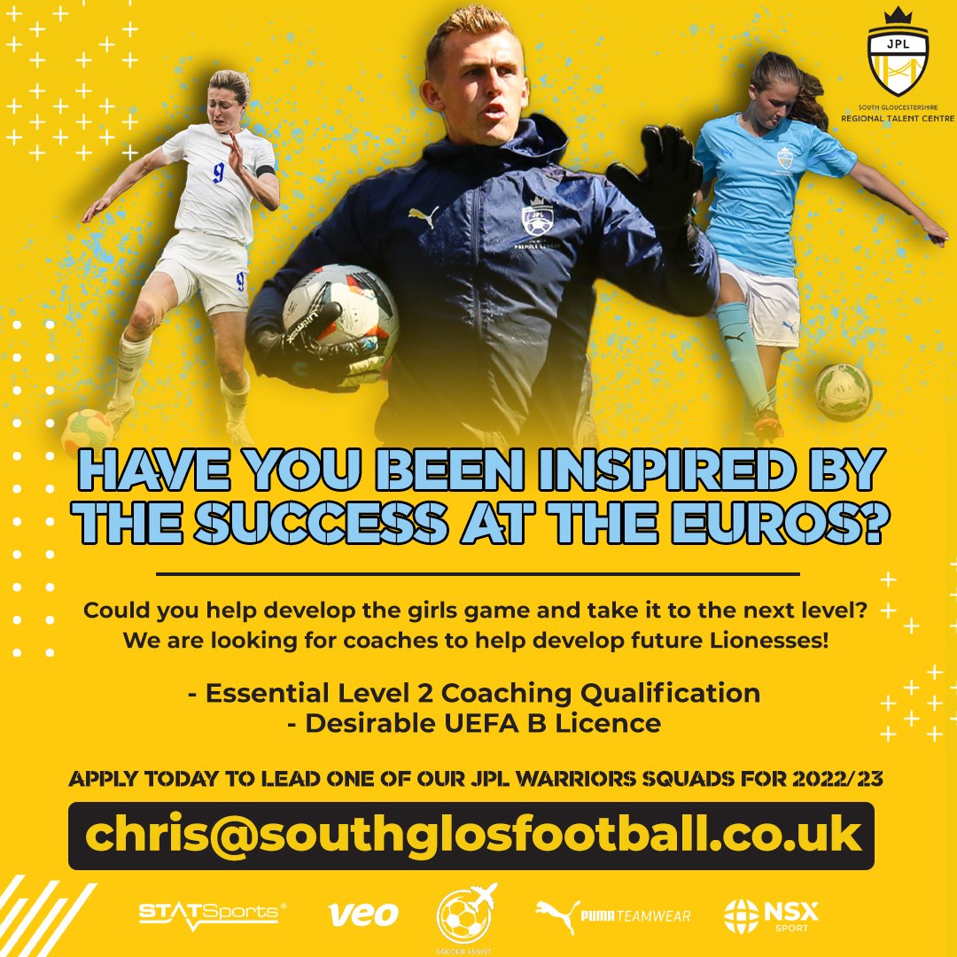 South Glos RTC (@southglosrtc) on Twitter photo Great opportunity for a new coach playing in <a href="/JPL_WARRIORS/">JPL Warriors 🛡️</a>
<a href="/jpluk/">Junior Premier League</a> <a href="/GlosFA/">Gloucestershire FA ⚽</a> Great opportunity for a new coach playing in <a href="/JPL_WARRIORS/">JPL Warriors 🛡️</a>
<a href="/jpluk/">Junior Premier League</a> <a href="/GlosFA/">Gloucestershire FA ⚽</a>