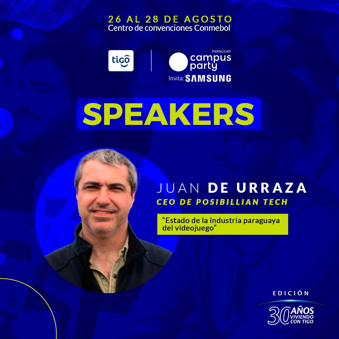 igdapy's tweet photo. Les esperamos a todos en el Campus Party que se realizará del 26 al 28 de agosto en el Centro de Convenciones de la CONMEBOL.

Tendremos 2 actividades dirigidas a la Industria de los Videojuegos el sábado 27. https://t.co/KsuVZEQaqw