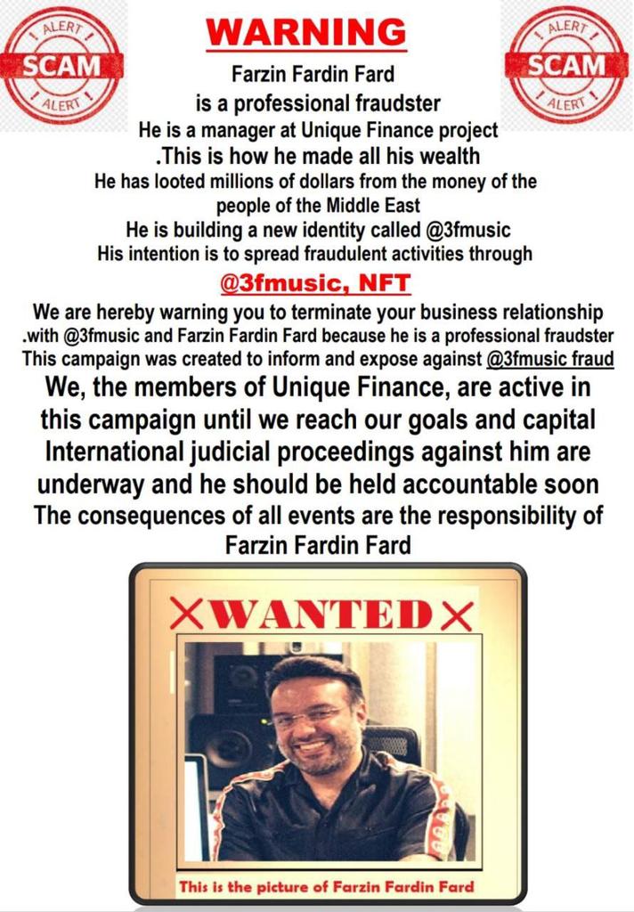 hamidnzhad's tweet photo. #farzinfardinfard_is_scamer_uniquefinance

#فرزین_فردین_فرد_کلاهبردار
#3fmusic_is_scam #farzinfardinfard_is_scamer #3fmusic
#unique_finance

@USCISDirector @DubaiPoliceHQ
@TravelGov  @SpoxUSCIS
@INTERPOL_HQ @USCISMediaCHI
@GDRFADUBAI https://t.co/bJlaqyBlXF