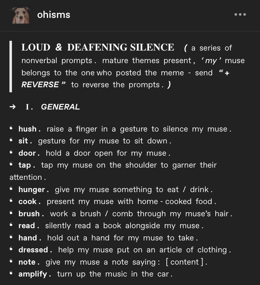 HalfBloodPariah's tweet image. ᅠ  ⠀

ᅠ  ⠀

  redoing this !
       
        ♡ for a random starter

                ✎ ↓ comment for a specific one

                           ↻ to spread !

ᅠ  ⠀

ᅠ  ⠀