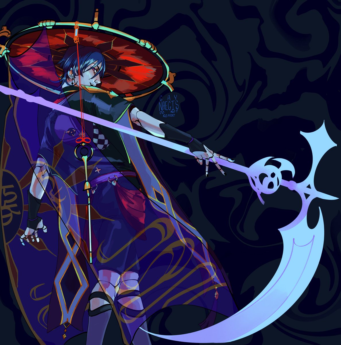 gaynaegis's tweet photo. Thinking abouttt the possibility of him having a scythe still #scaramouche #GenshinImapct #Genshinfanart https://t.co/CDzxWjXQ8J
