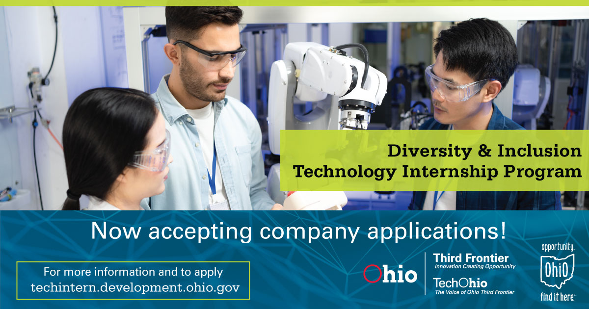 OhioDevelopment's tweet image. The Diversity &amp;amp; Inclusion Technology Internship Program is currently accepting company applications for the 2022-2023 program year! 👩‍💻👨‍💼🧑‍🔬
Learn more and apply at TechIntern.Development.Ohio.Gov

#OhioWorks #OhioBusiness #OhioInternships
