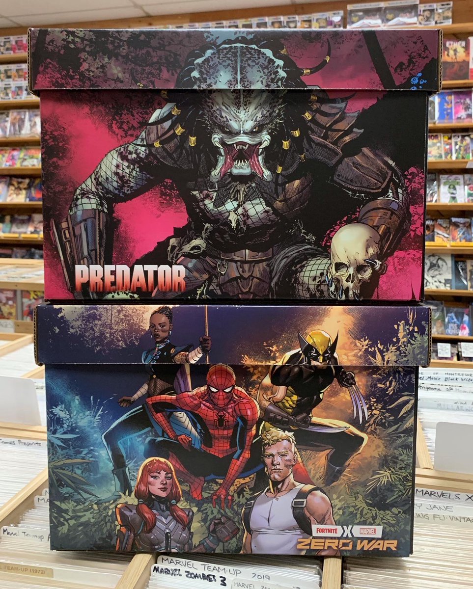 ComicsTnT's tweet image. New short boxes! Predator! Fortnite X Marvel Zero War! $11.99 each! 😀📦 #ShortBox #ShortComicBox #Predator #Fortnite #FortniteXMarvelZeroWar #Marvel #ZeroWar #ComicsToonsNToys #CTnT #TustinCalifornia