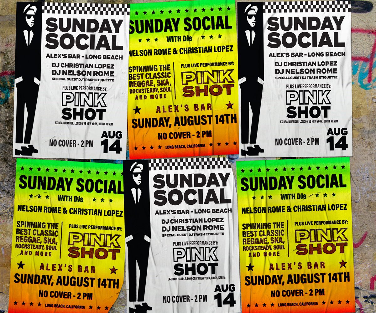 PinkShotMusic's tweet image. SUNDAY SUNDAY SUNDAY. Playing live at @alexsbar - with resident DJs Christian Lopez and Nelson Rome with guest DJ Trash Etiquette. 2 PM. FREE. #LongBeach #Postpunk #SundaySocial #SoCalPunk #PunkBar #SupportLocalMusic #PunkRock