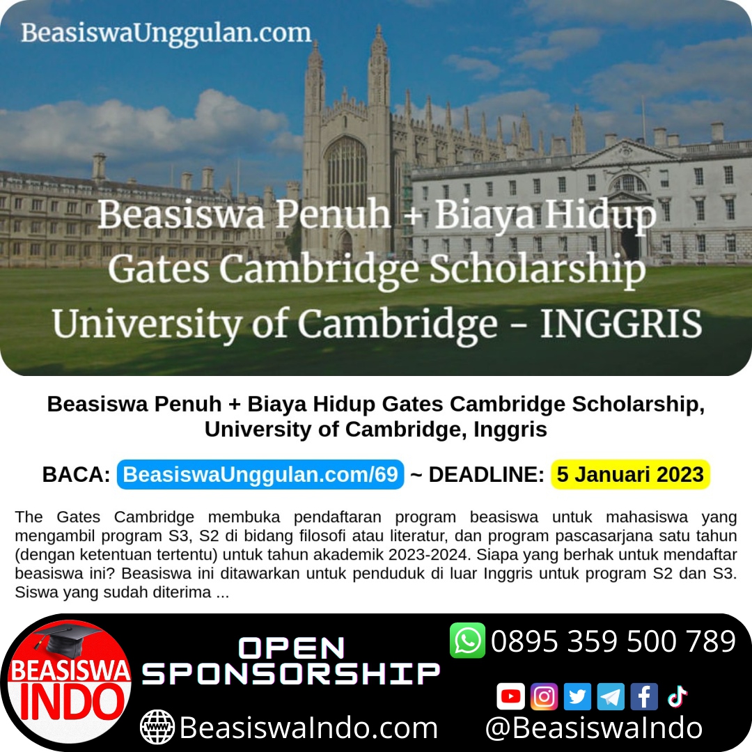 Beasiswa Indonesia on Twitter "Beasiswa Penuh + Biaya Hidup Gates