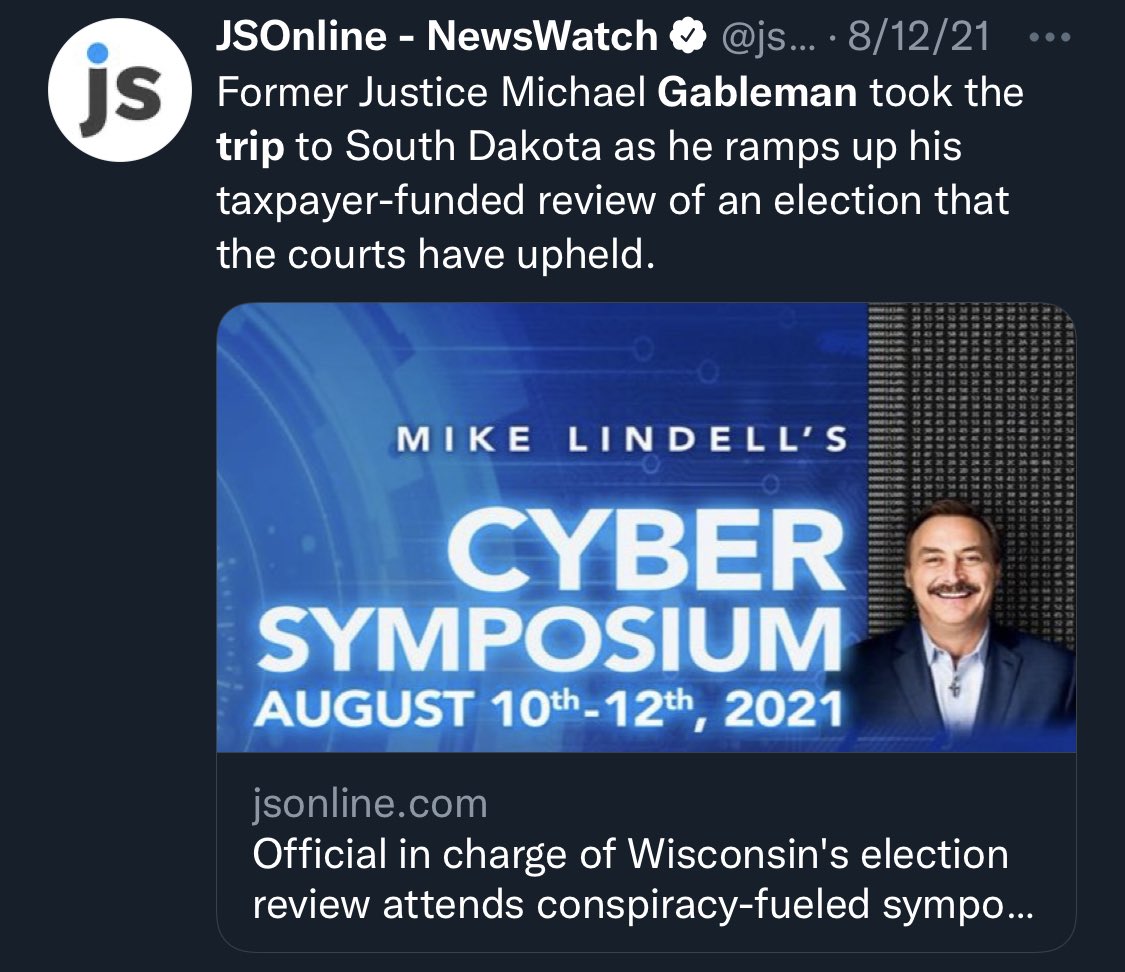 RepGreta's tweet image. If Speaker Vos didn’t want Gableman to get involved in politics, why didn’t he fire him when he went to Mike Lindell’s conspiracy symposium?