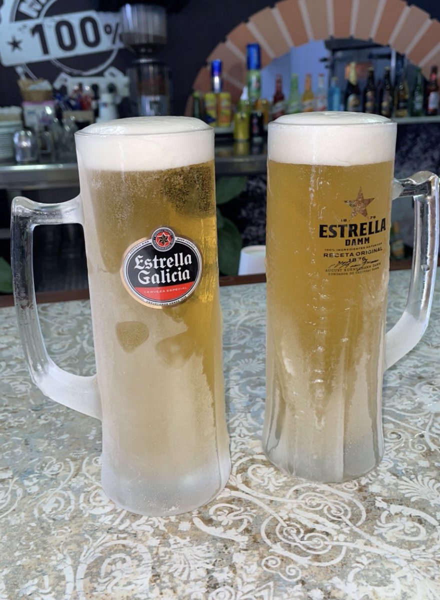Couple pints of Estrella, Tenerife 🇪🇸