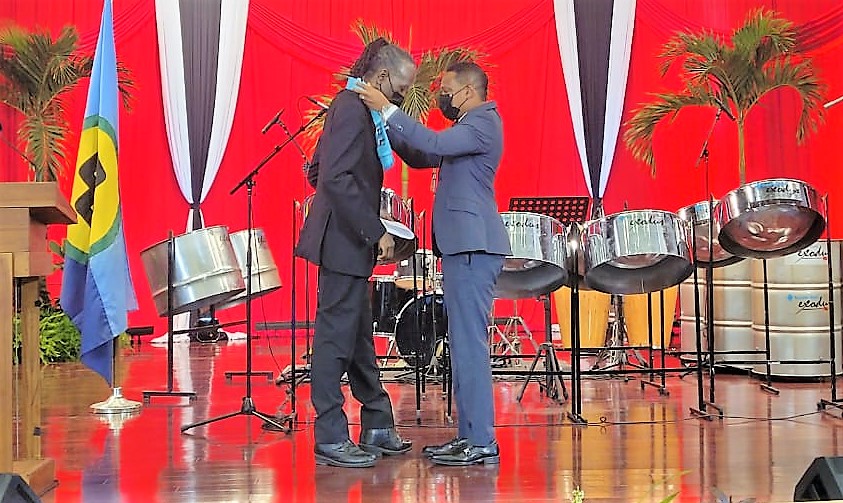 Congratulations to calypso legend David Rudder of Trinidad and Tobago who was today conferred with the Order of the Caribbean Community (OCC) by Minister of Foreign and CARICOM Affairs Dr Amery Browne @OPM_TT.