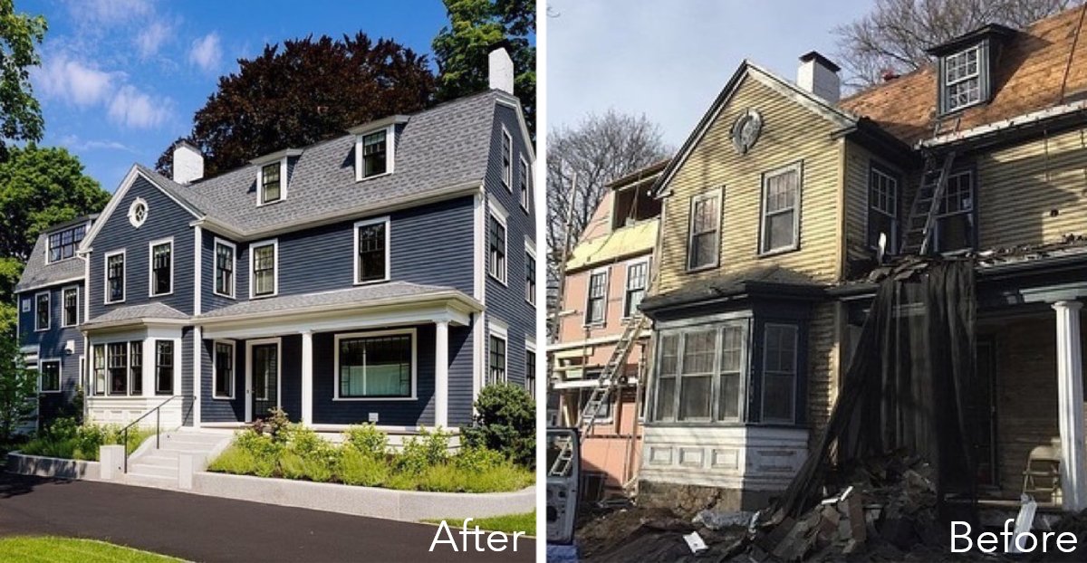 This Boston beauty is a must-see. The dated exterior was completely transformed during a remodeling project. 

Builder: Cradock Builders