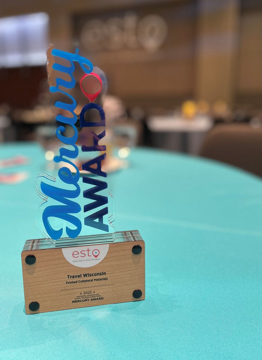 WIDeptTourism's tweet photo. We are soooo incredibly honored to win the Mercury Award for our annual travel guide at the @USTravel ESTO ceremony last night. An extra special thank you to all our partners and advertisers who support this work. Thank YOU!
#ESTO22 #USTravel #MercuryAward https://t.co/xnEDFLutol