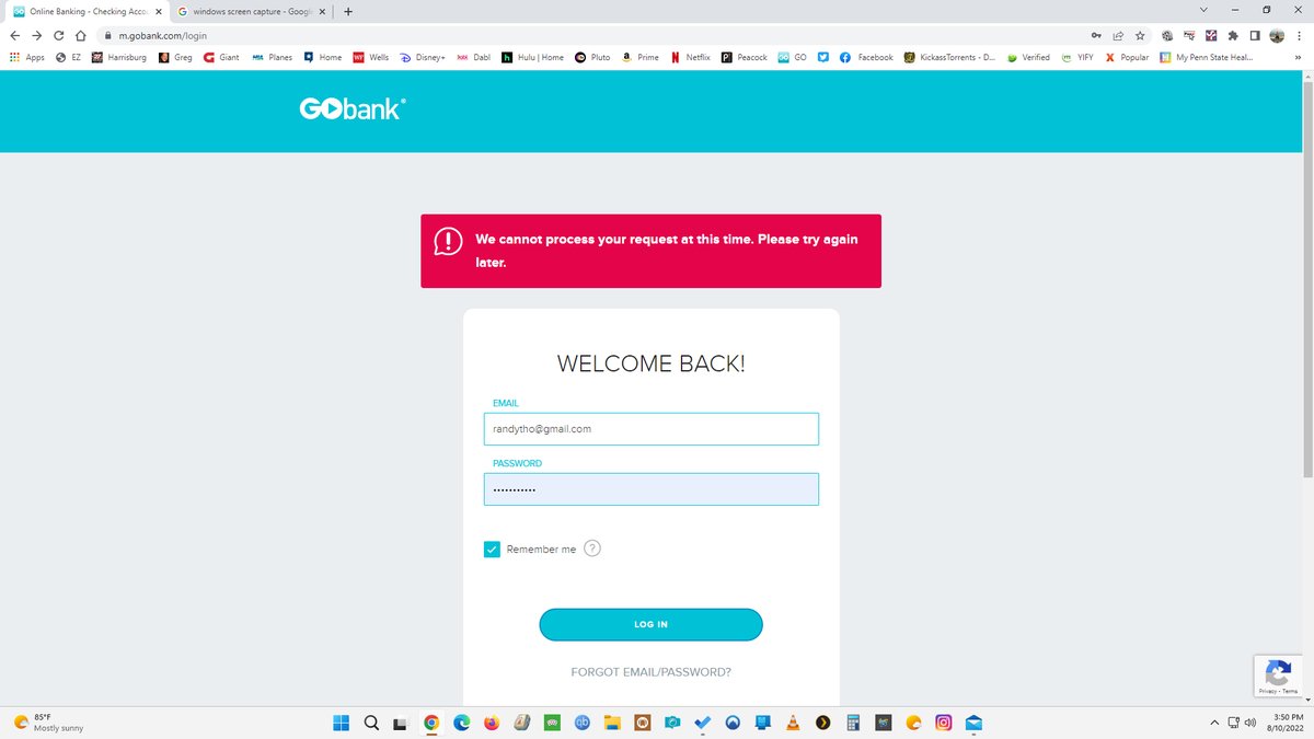 randytho's tweet photo. @gobank This is what I get each time on different browsers, has nothing to do with my card or account but has everything to do with bad programming.... https://t.co/7zvFmGgs7V